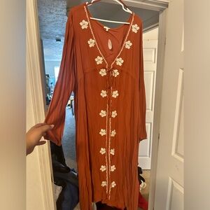En Crème Burnt Orange Maxi Dress